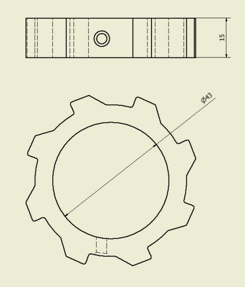 Roue crantée du mécanisme d'ouverture de rideau en inox de meuble de cuisine Bulthaup – Image 2