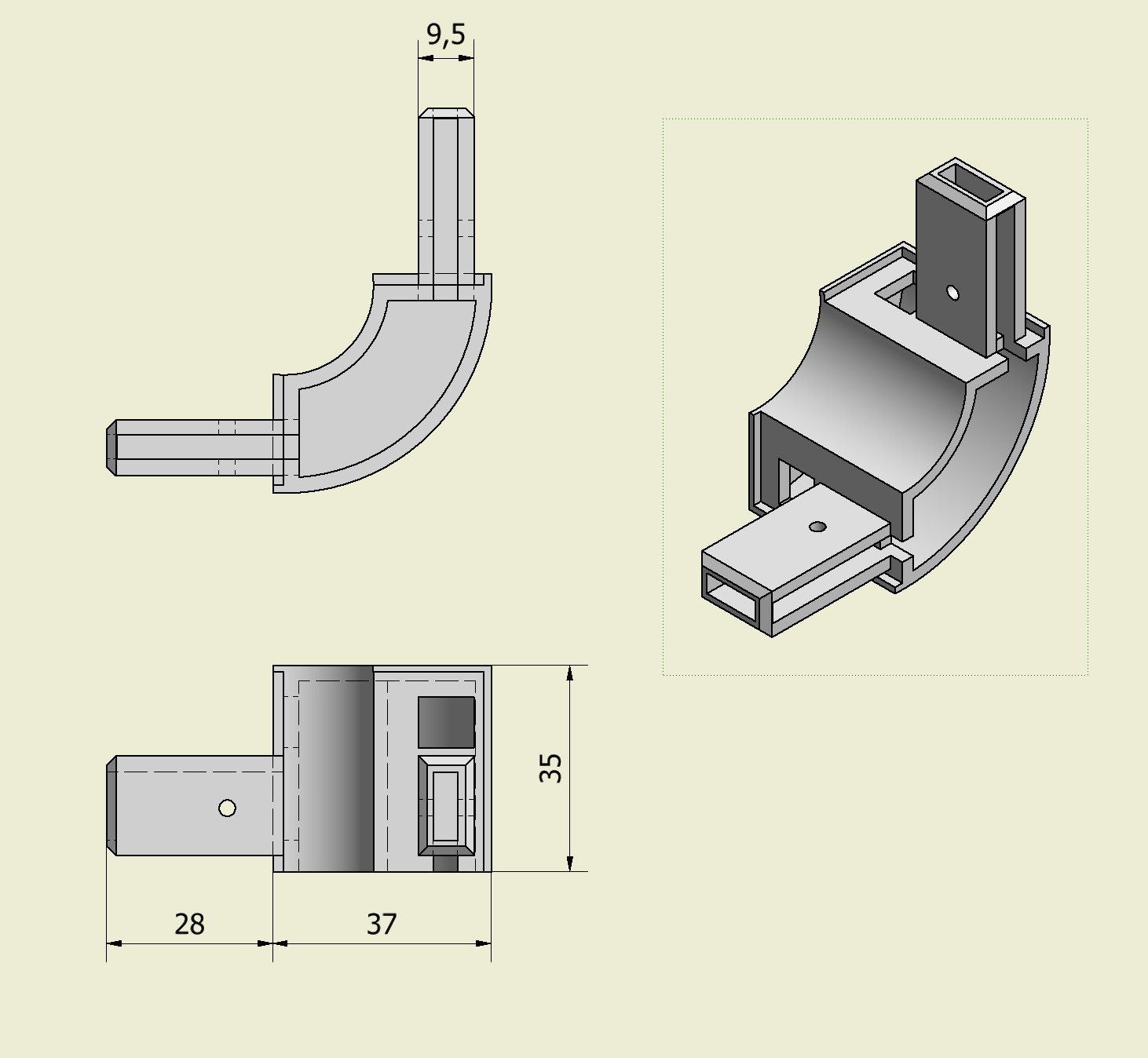 Pièce d'assemblage d'angle de cabine de douche CADA (Variante) – Image 4